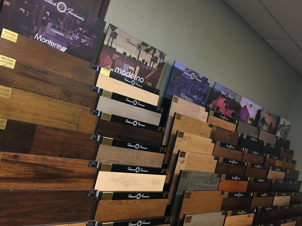Hallmark Floors hardwood display at the Sulca’s Carpets showroom